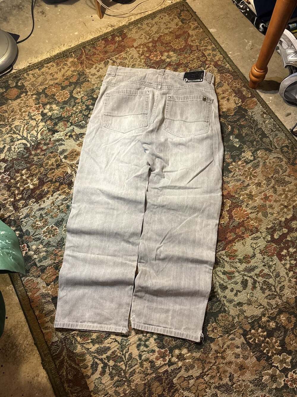 Southpole Y2K Vintage Baggy Grey Wide Leg Denim Jeans Size 38